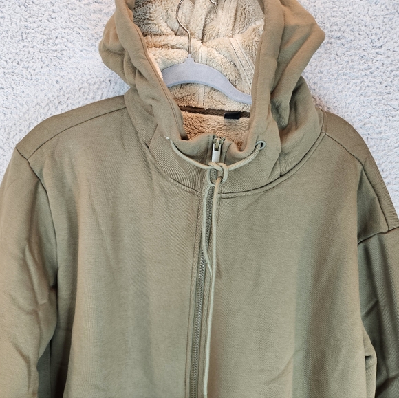 Crysully Mens Sweatshirt Jacket Sz XL & M Green Fleece Sherpa Lining  Hoodie - Picture 4 of 16